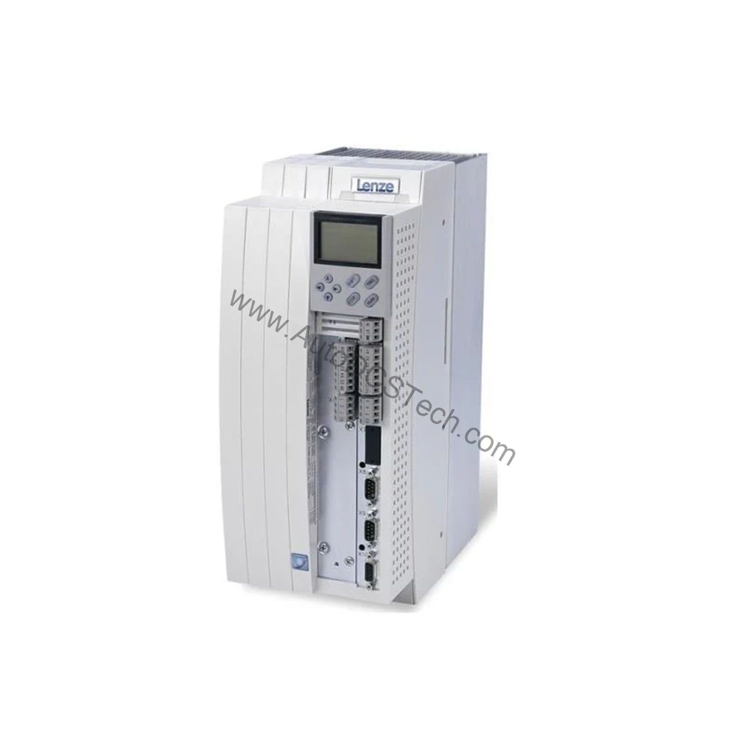 Figure 1: Front view of the Lenze EVF9326-CVV003 industrial automation component showing its physical design and enclosure.