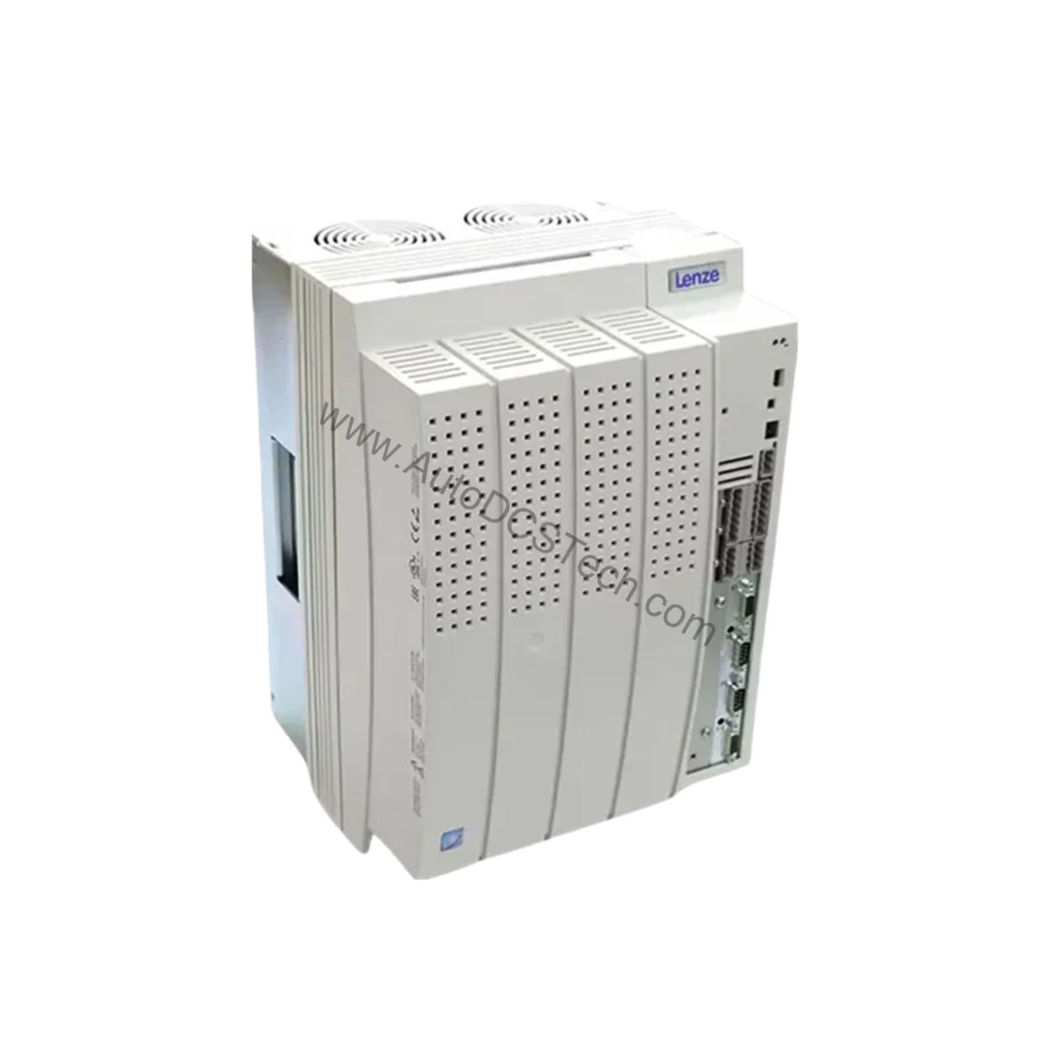 Figure 1: Front view of the Lenze EVF9328-CVV003 industrial automation component showing its physical design and enclosure.