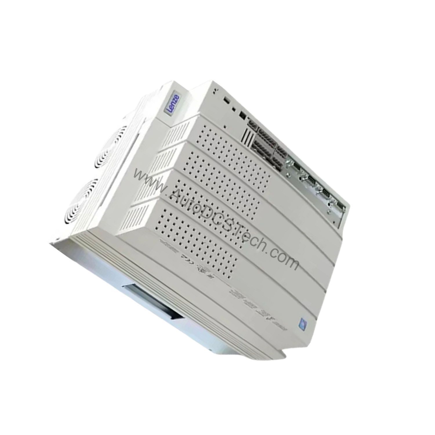 Figure 2: Technical layout and connection details for the Lenze EVF9328-EV industrial automation component.