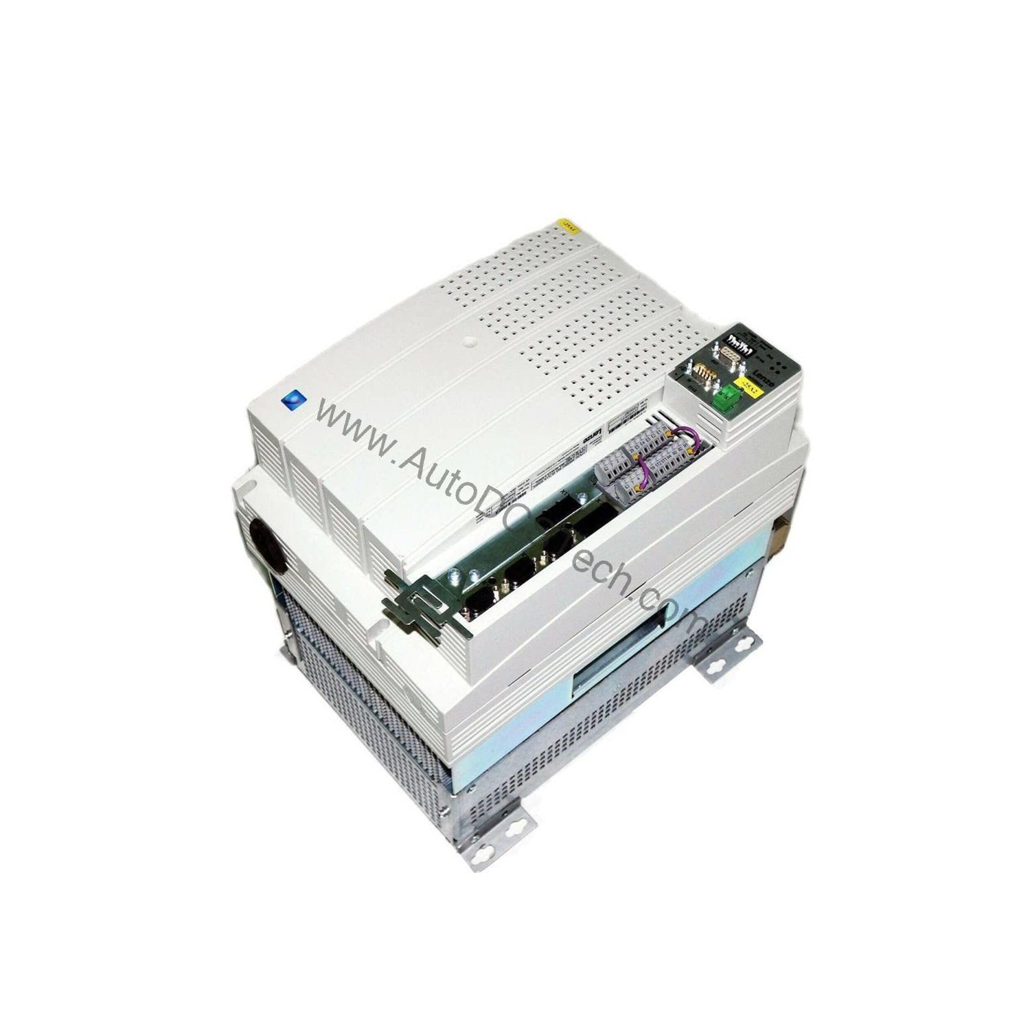 Figure 1: Front view of the Lenze EVF9329-EV industrial automation component showing its physical design and enclosure.