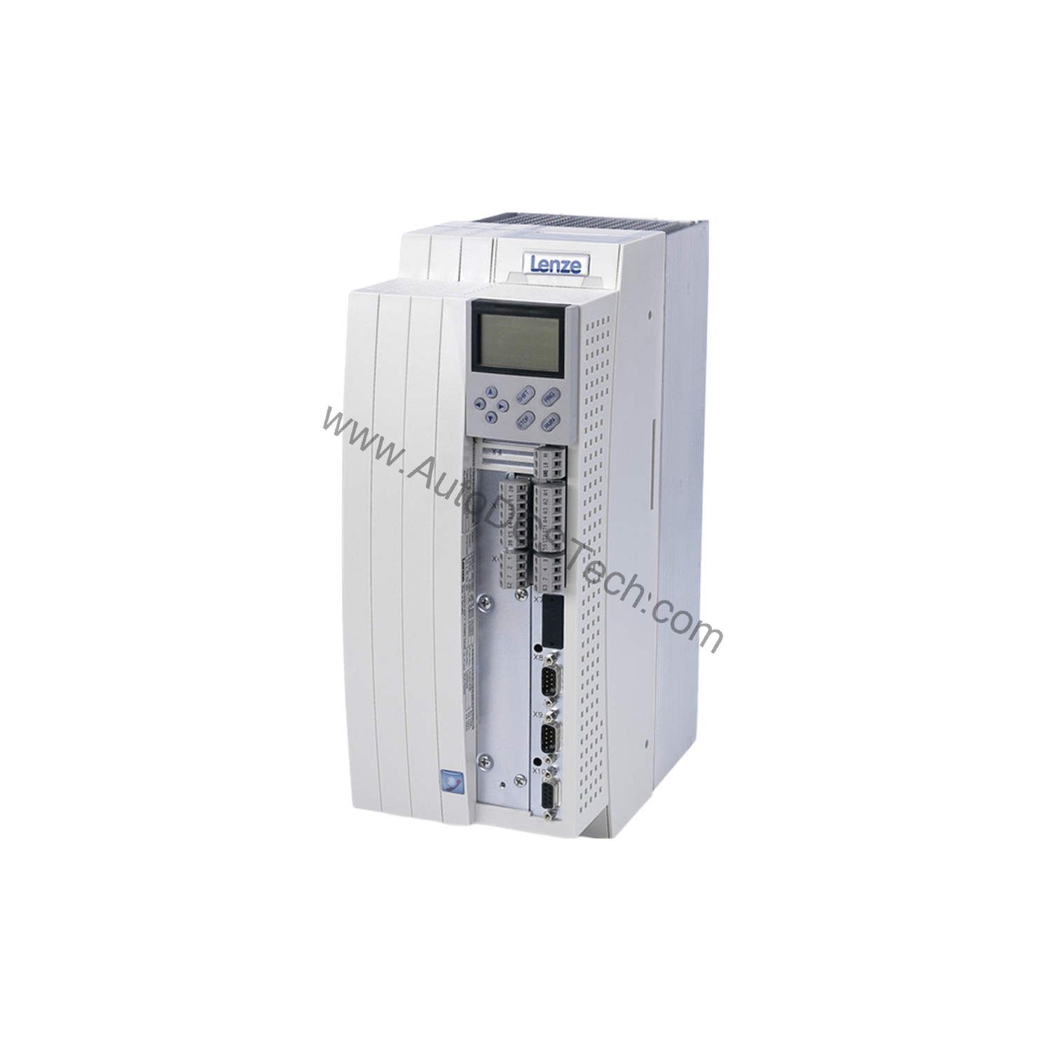 Figure 1: Front view of the Lenze EVF9336-EVV060 industrial automation component showing its physical design and enclosure.