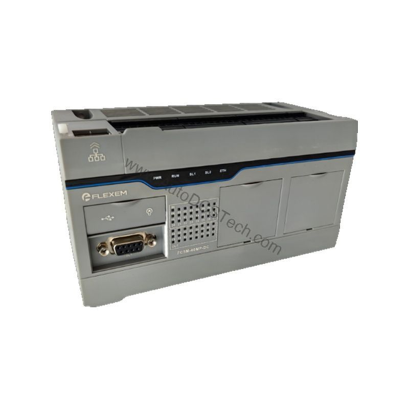 Figure 1: Front view of the Flexem FC5M-40MP-DC industrial automation component showing its physical design and enclosure.
