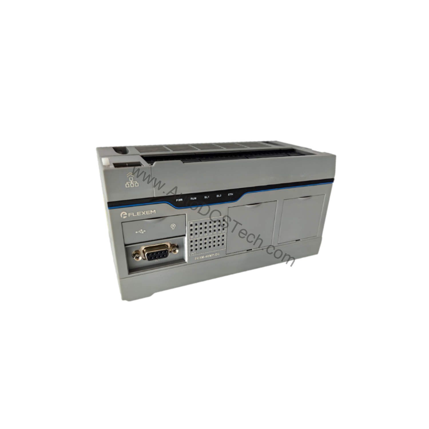 Figure 2: Technical layout and connection details for the Flexem FC5M-40MP-DC industrial automation component.