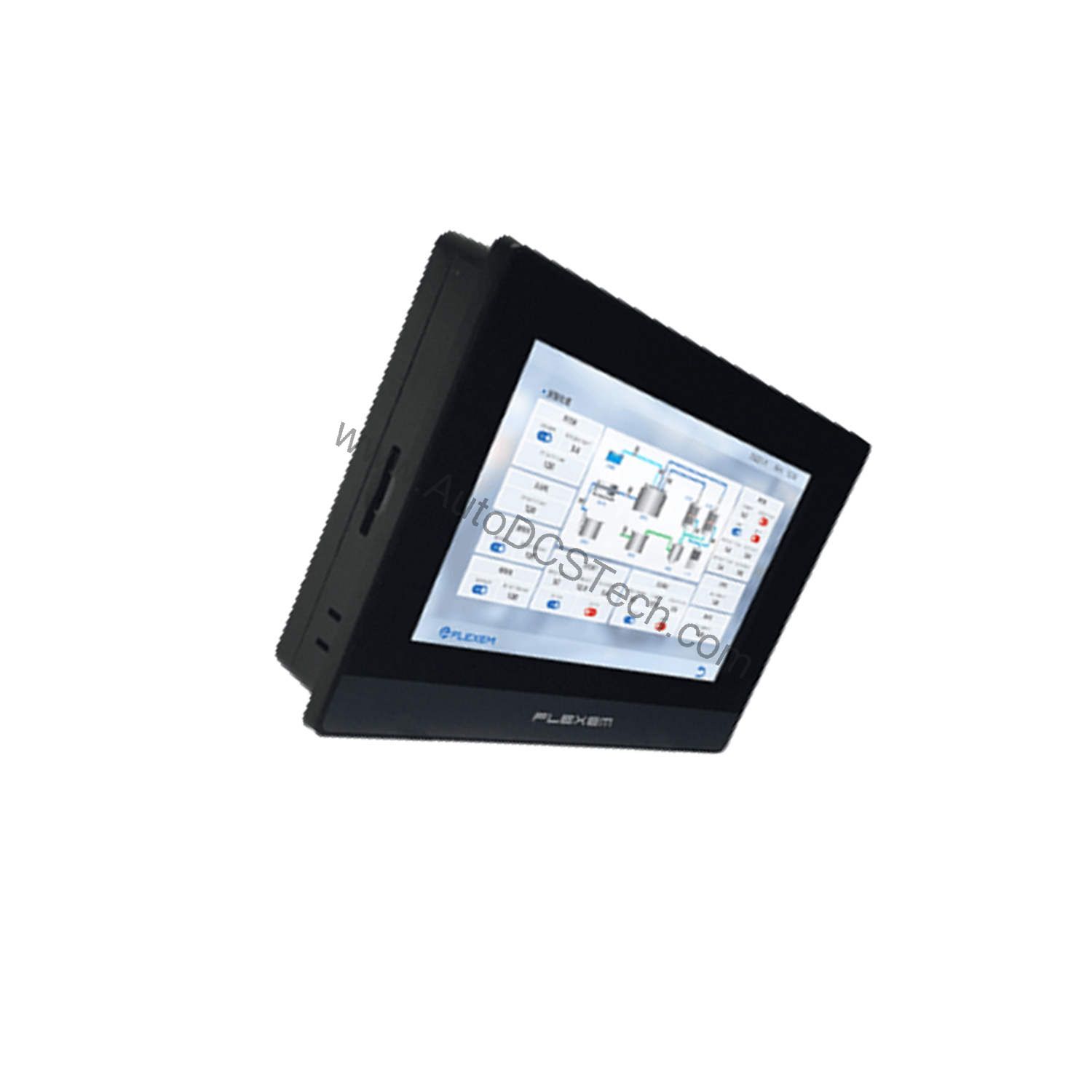 Figure 2: Technical layout and connection details for the Flexem FE7070IP industrial automation component.