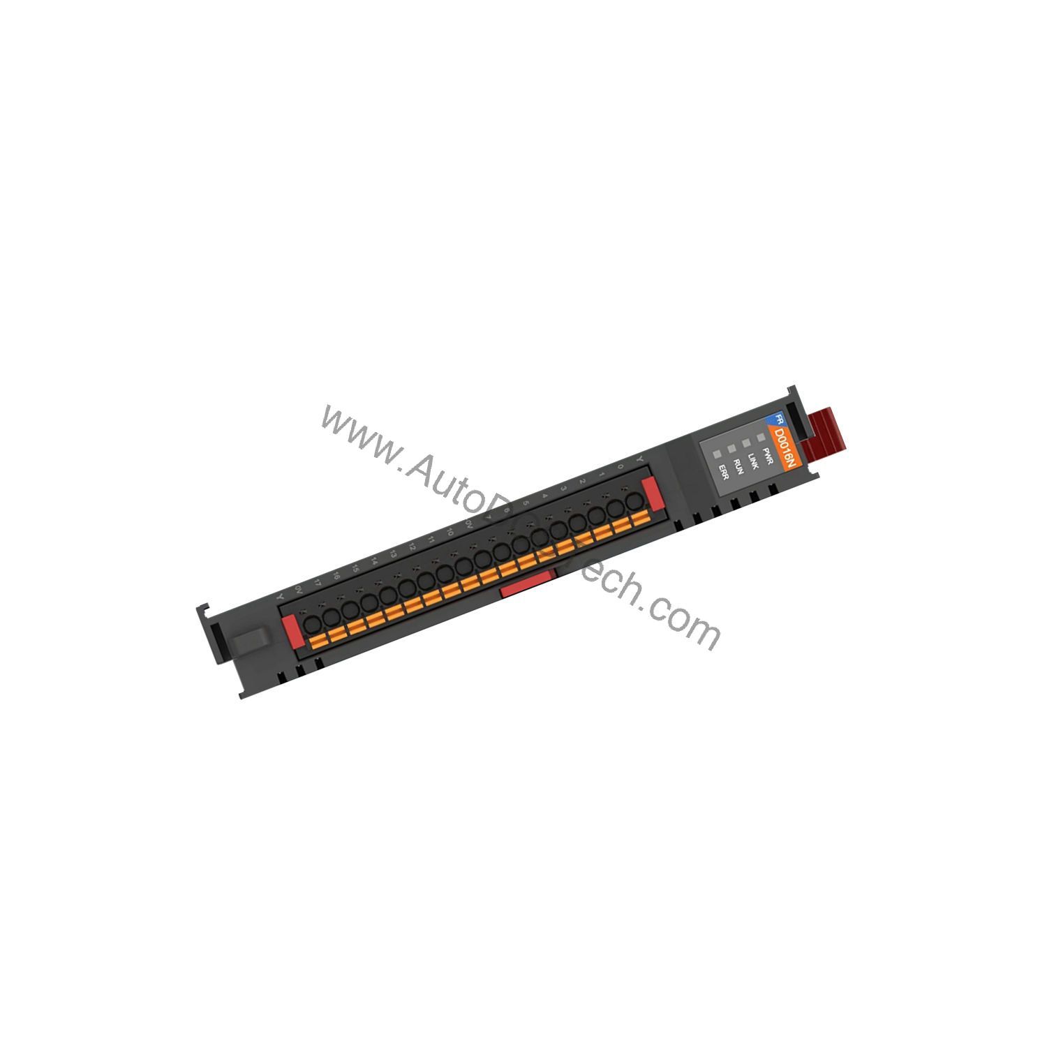 Figure 2: Technical layout and connection details for the Flexem FR-D0016N industrial automation component.