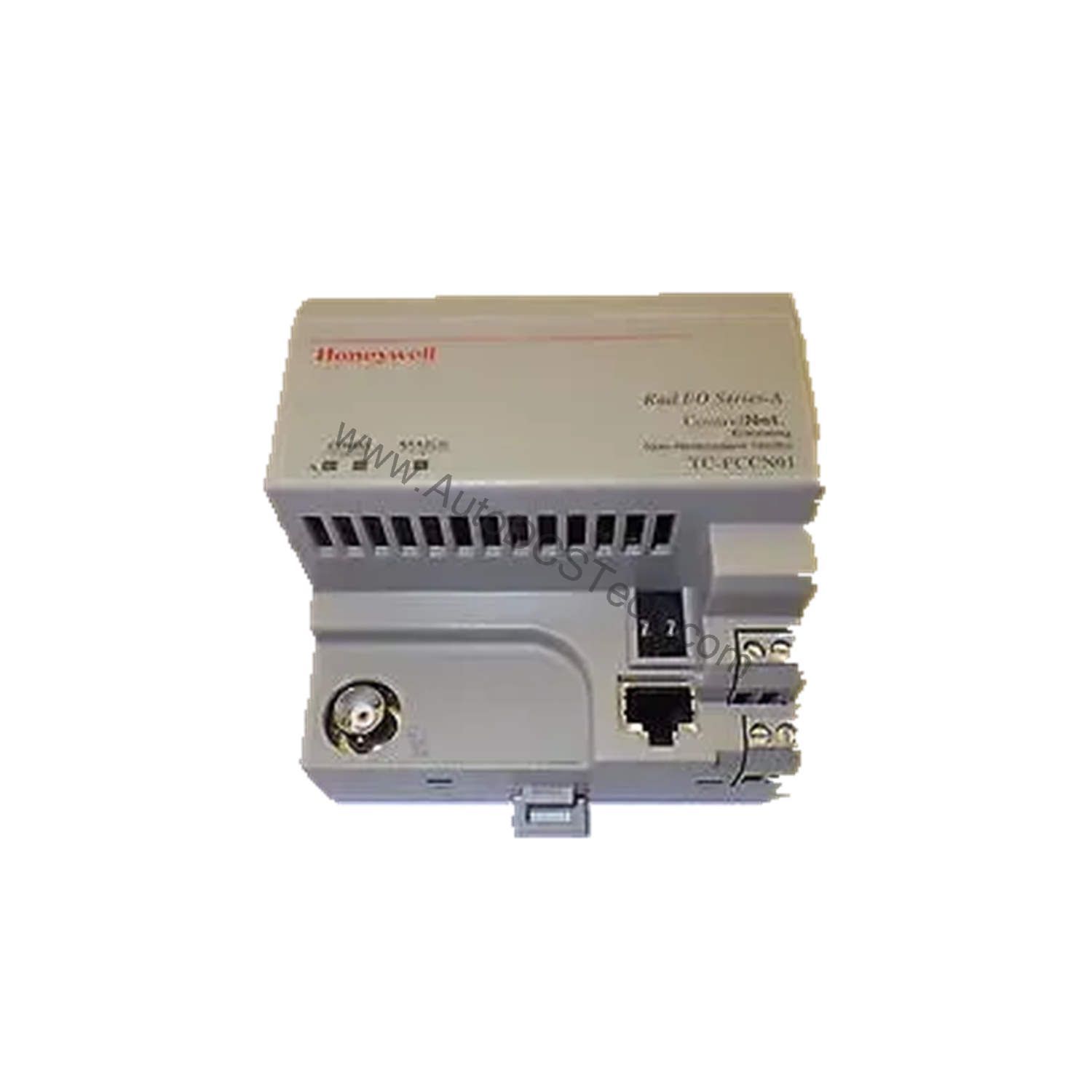 Figure 1: Front view of the Honeywell TC-FCCN01 industrial automation component showing its physical design and enclosure.