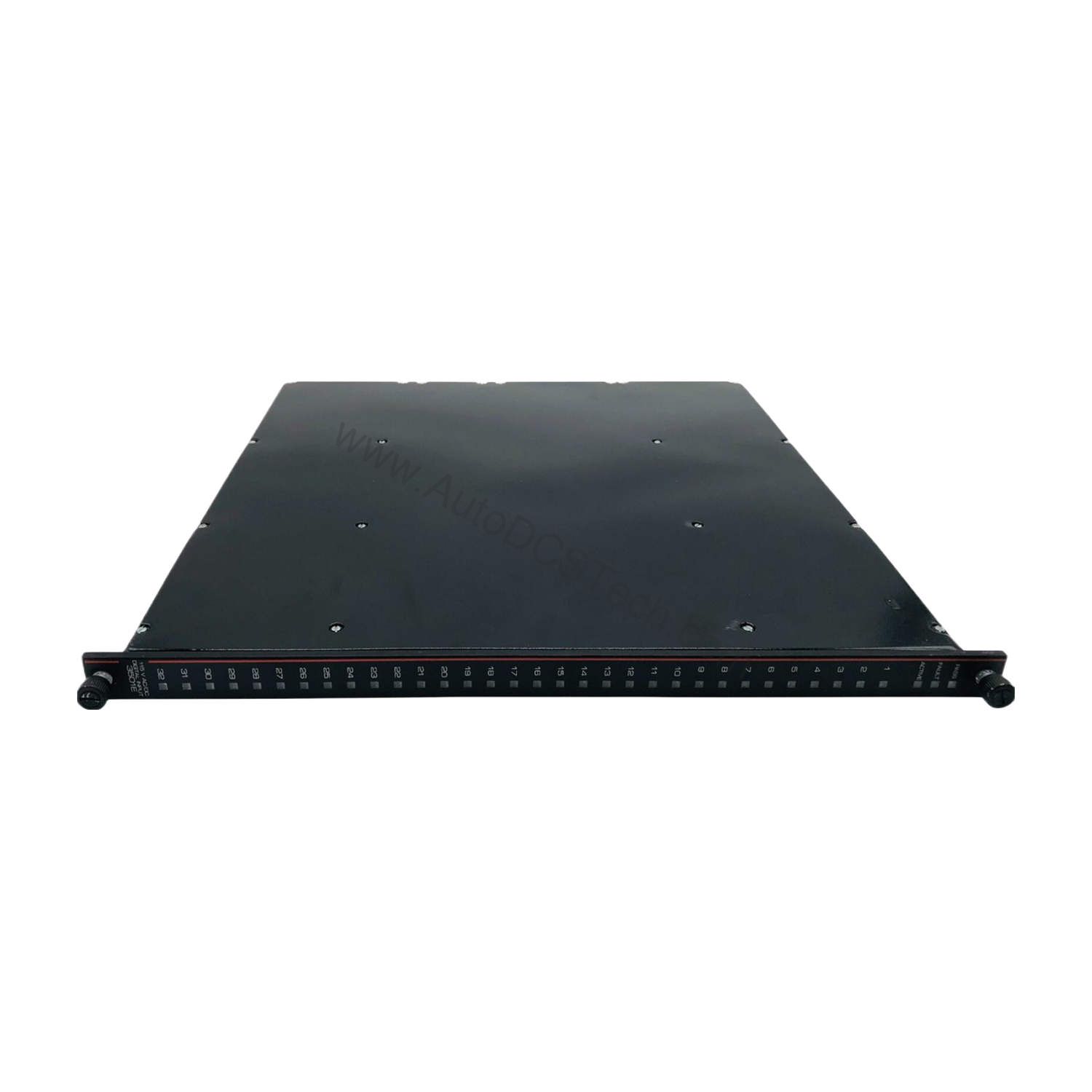Figure 1: Front view of the Triconex 3501E industrial automation component showing its physical design and enclosure.
