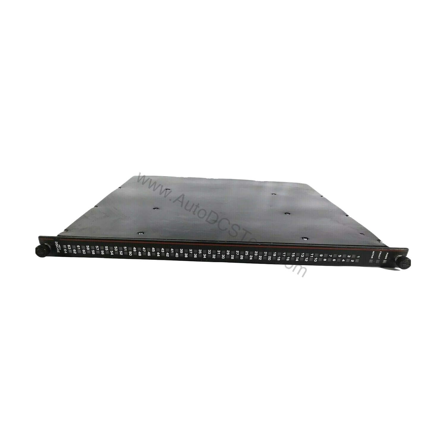 Figure 1: Front view of the Triconex 3504E industrial automation component showing its physical design and enclosure.