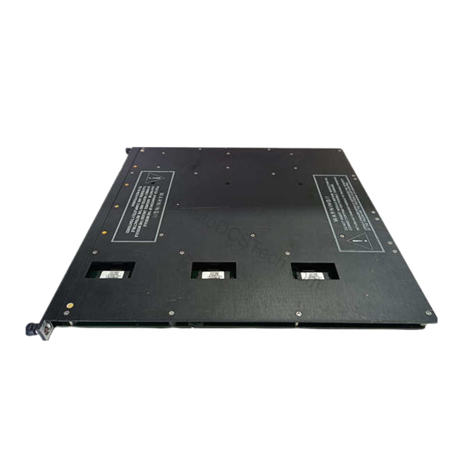 Figure 1: Front view of the Triconex 3805E industrial automation component showing its physical design and enclosure.