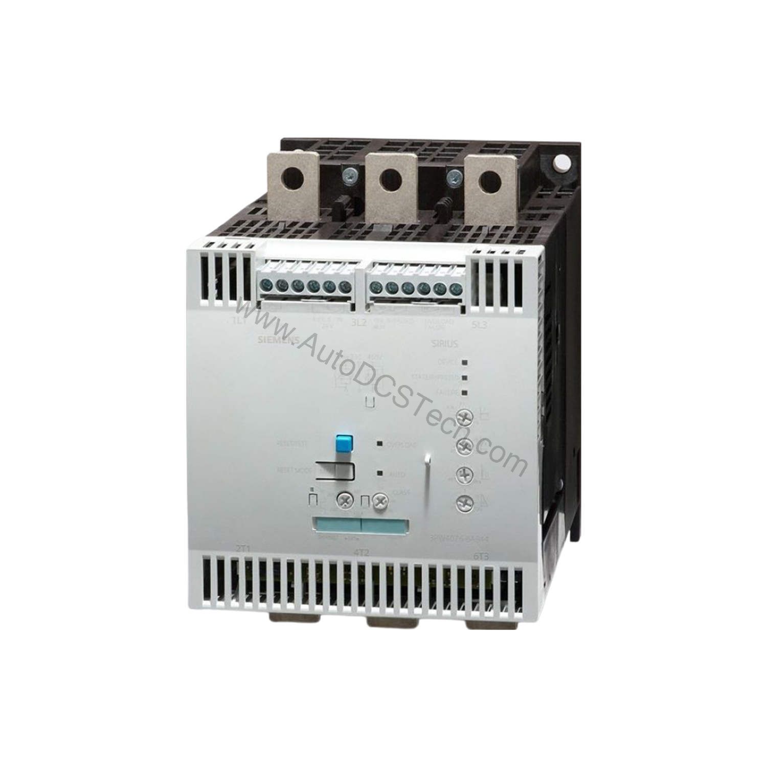 Figure 1: Front view of the Siemens 3RW4075-6BB44 industrial automation component showing its physical design and enclosure.