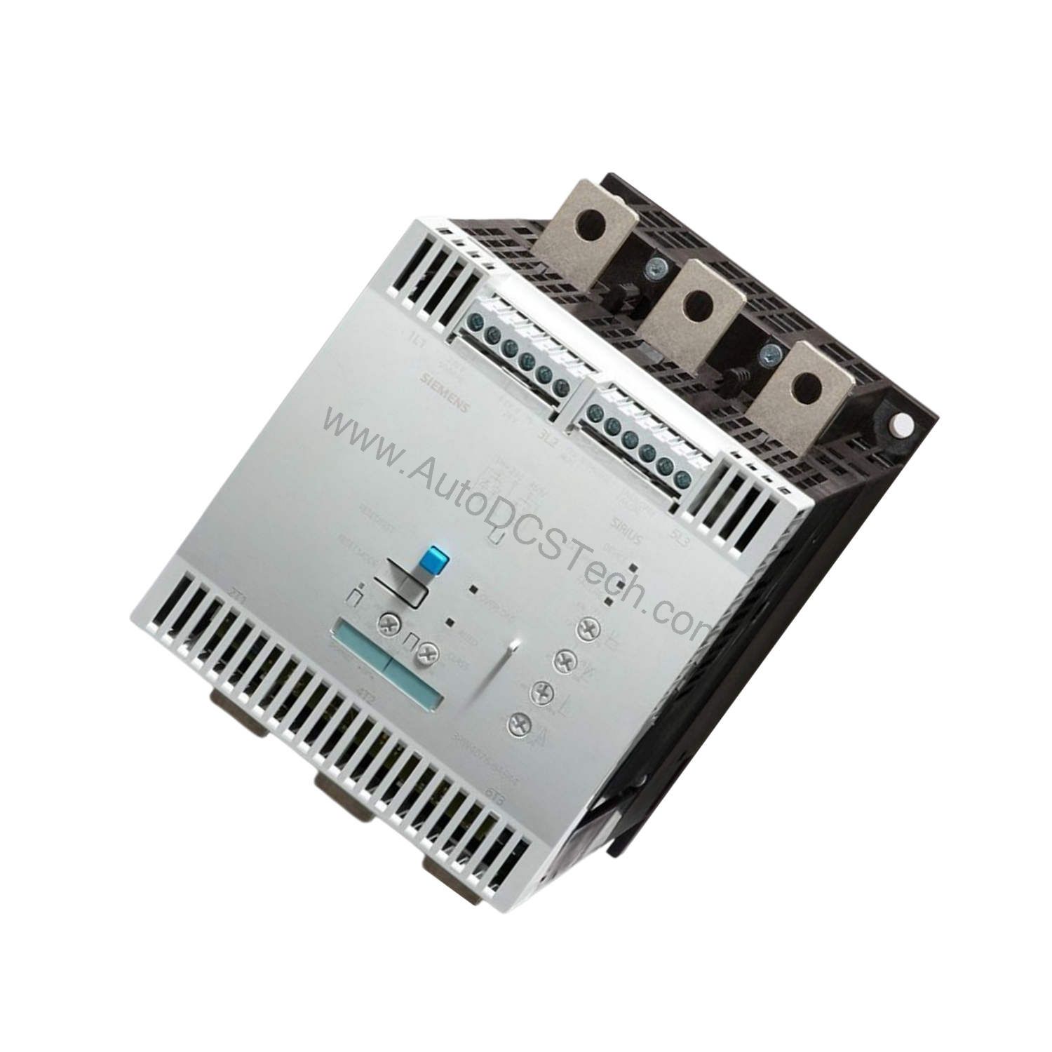Figure 2: Technical layout and connection details for the Siemens 3RW4076-6BB44 industrial automation component.