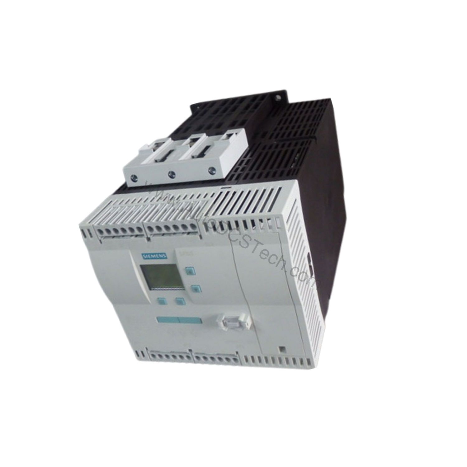 Figure 2: Technical layout and connection details for the Siemens 3RW4424-1BC44 industrial automation component.