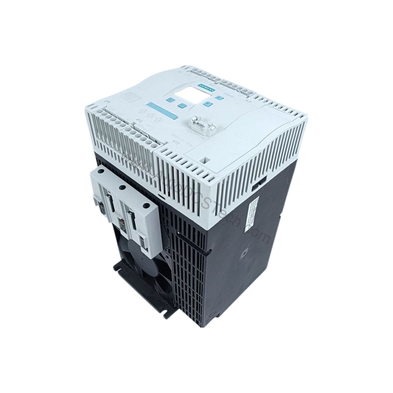 Figure 1: Front view of the Siemens 3RW4425-1BC44 industrial automation component showing its physical design and enclosure.