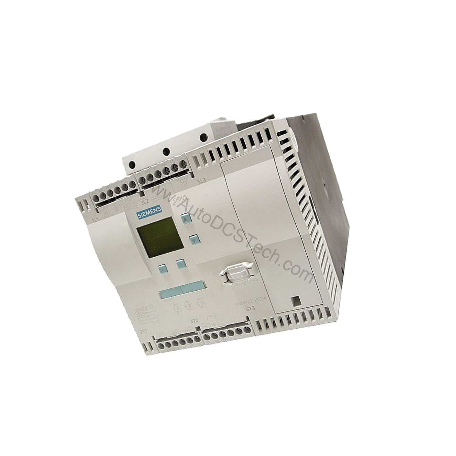 Figure 2: Technical layout and connection details for the Siemens 3RW4435-6BC44 industrial automation component.