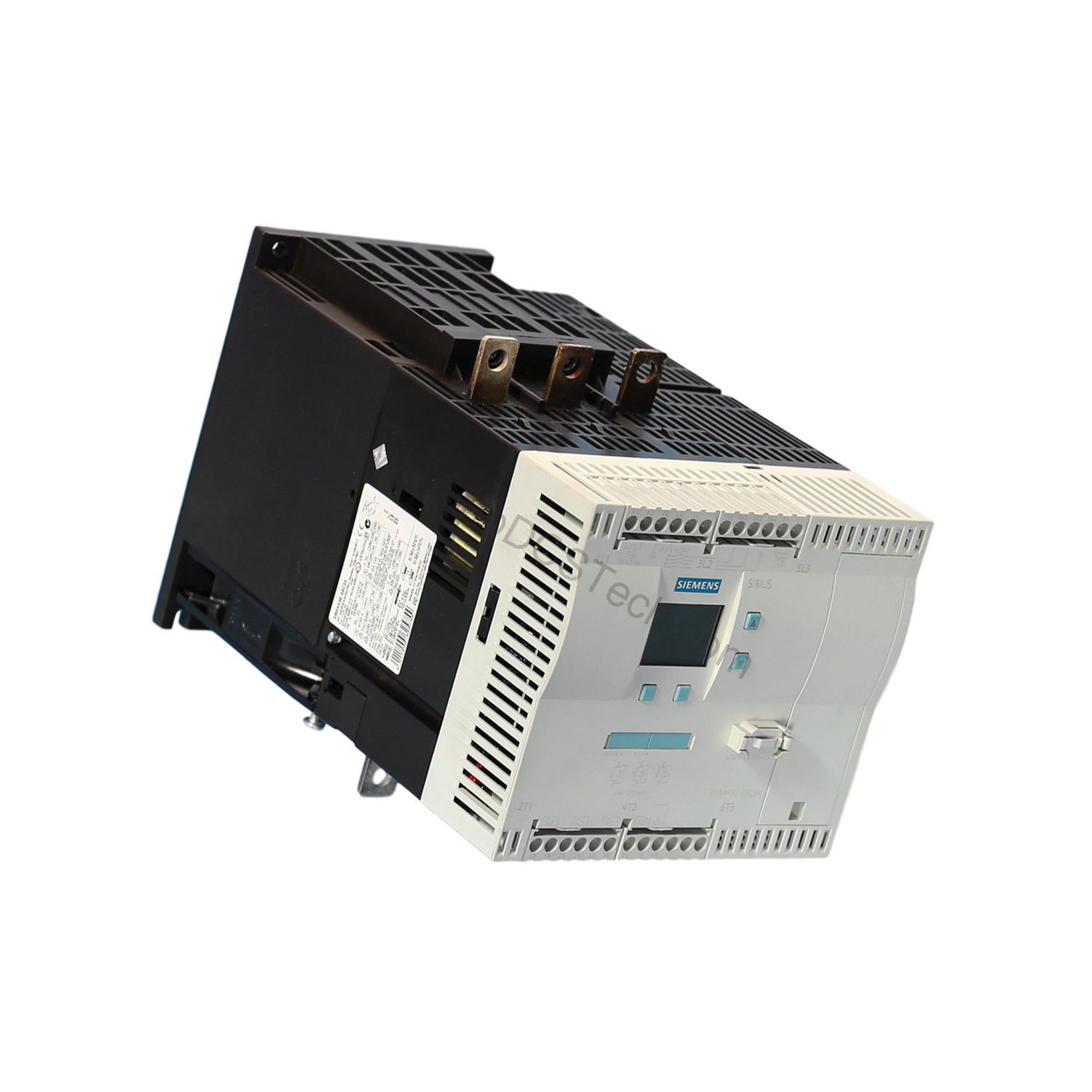 Figure 2: Technical layout and connection details for the Siemens 3RW4436-6BC44 industrial automation component.