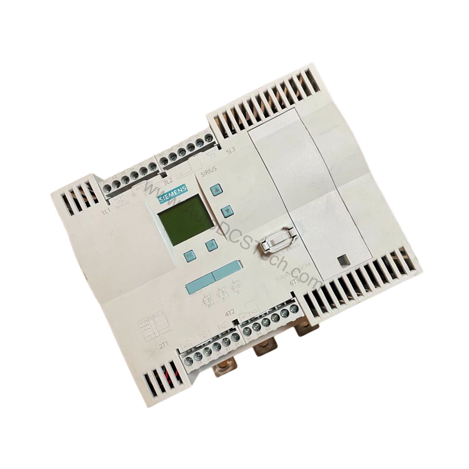 Figure 2: Technical layout and connection details for the Siemens 3RW4446-6BC44 industrial automation component.