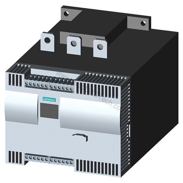Figure 1: Front view of the Siemens 3RW4447-6BC44 industrial automation component showing its physical design and enclosure.