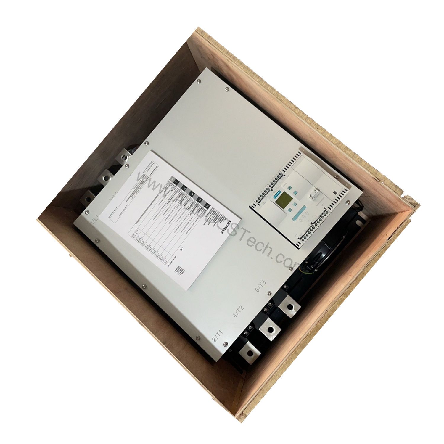 Figure 2: Technical layout and connection details for the Siemens 3RW4453-6BC44 industrial automation component.