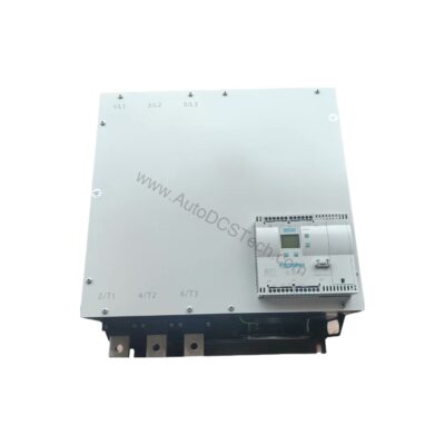 Figure 1: Front view of the Siemens 3RW4458-6BC44 industrial automation component showing its physical design and enclosure.