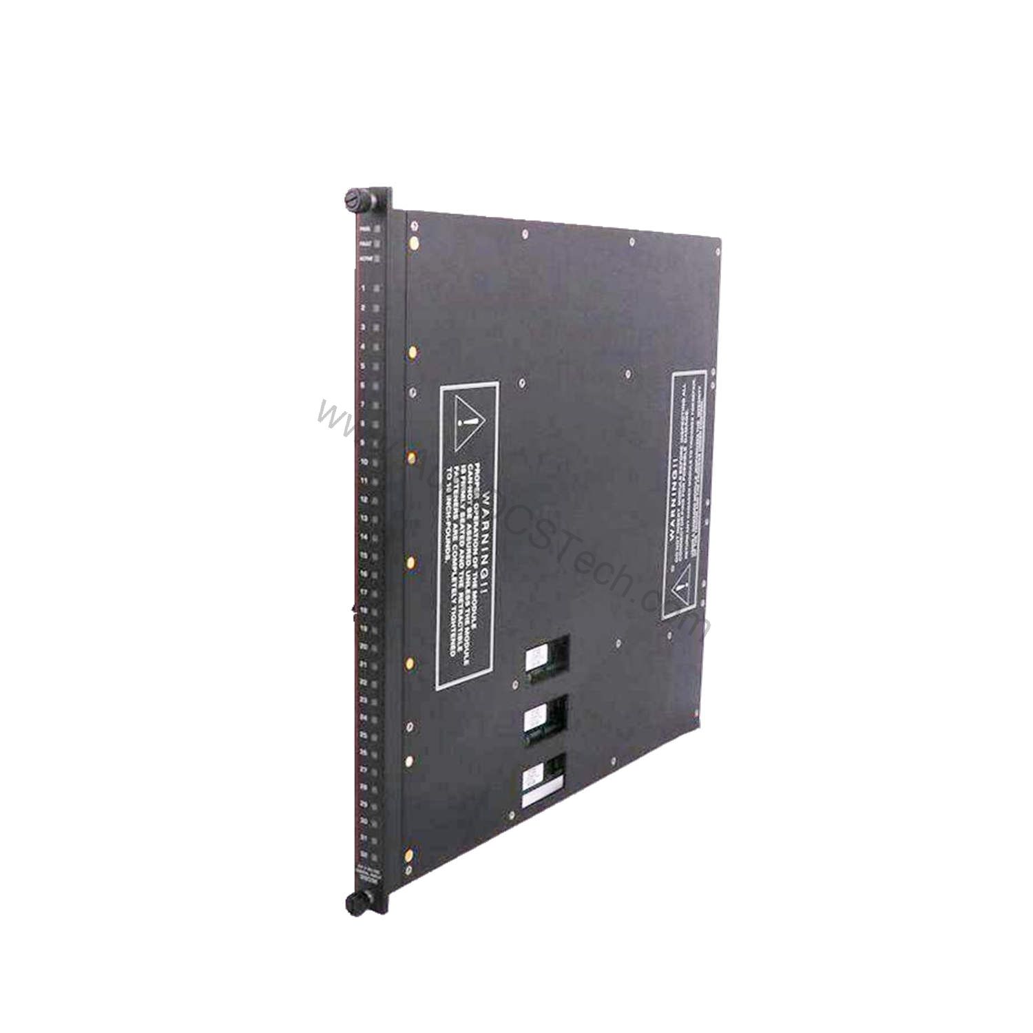 Figure 1: Front view of the Triconex 4119A industrial automation component showing its physical design and enclosure.