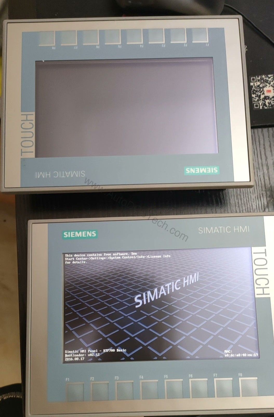 Figure 1: Front view of the Siemens 6AV2124-0XC02-0AX1 industrial automation component showing its physical design and enclosure.