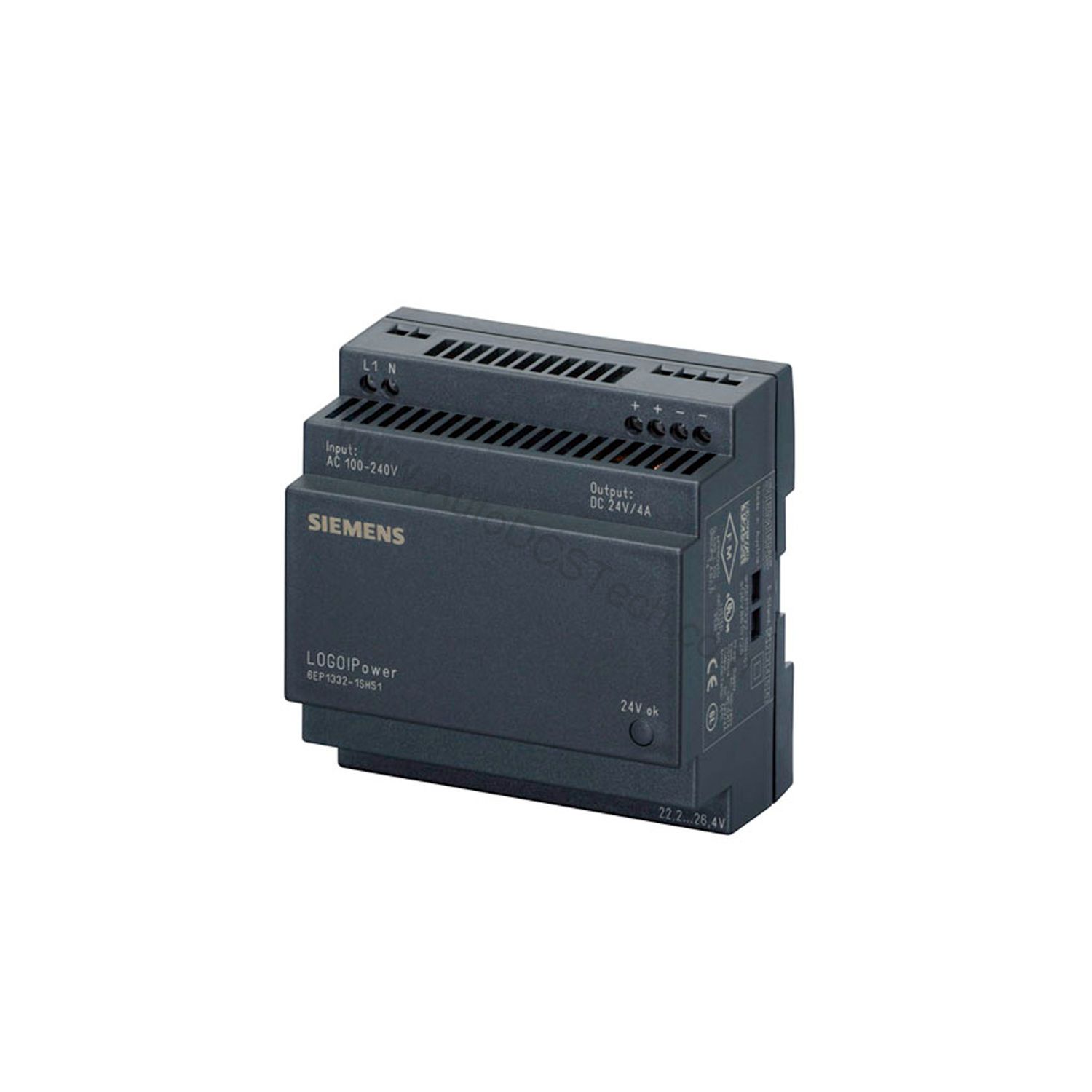 Figure 1: Front view of the Siemens 6EP1332-2BA10 industrial automation component showing its physical design and enclosure.