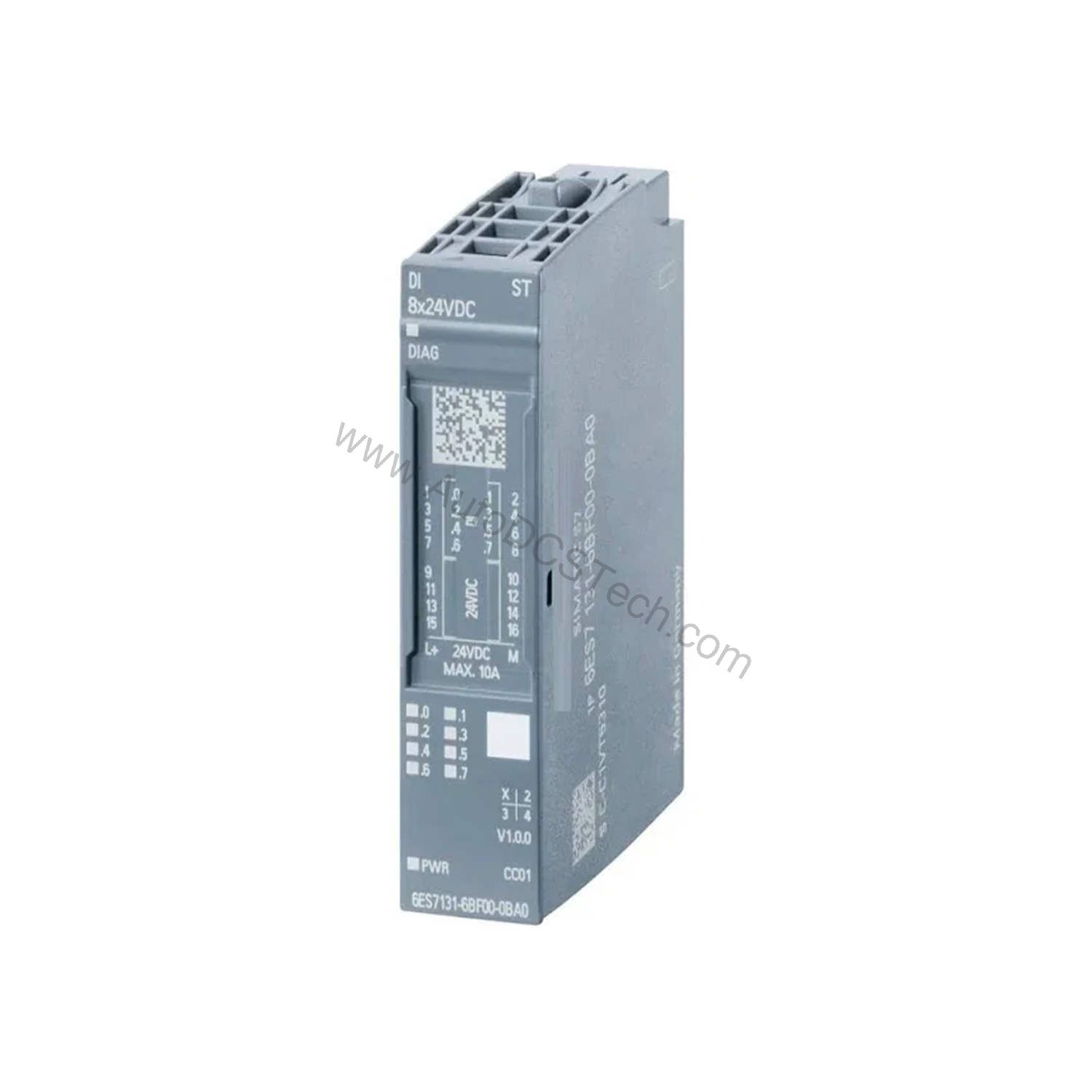 Figure 1: Front view of the Siemens 6ES7132-6BF01-0BA0 industrial automation component showing its physical design and enclosure.