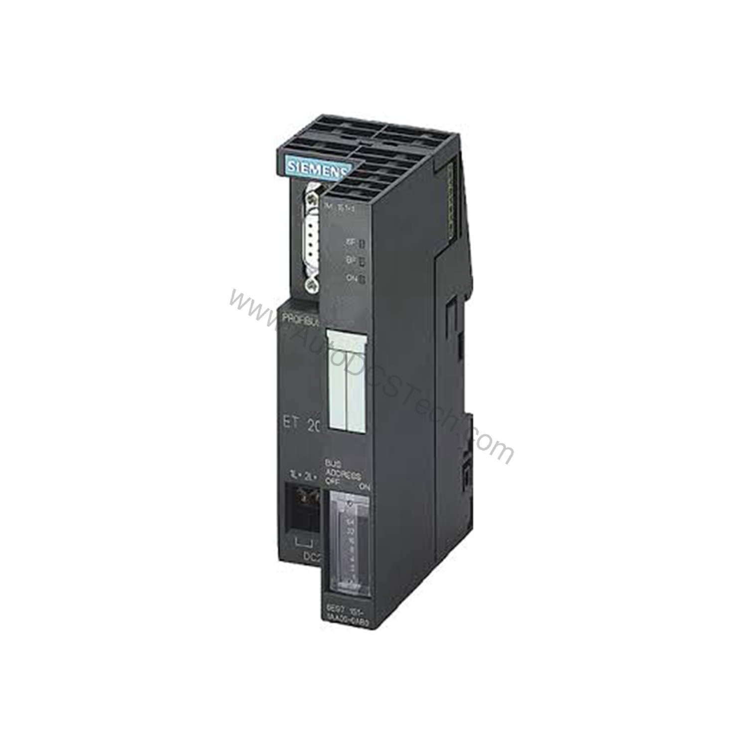 Figure 1: Front view of the Siemens 6ES7151-1AA05-0AB0 industrial automation component showing its physical design and enclosure.