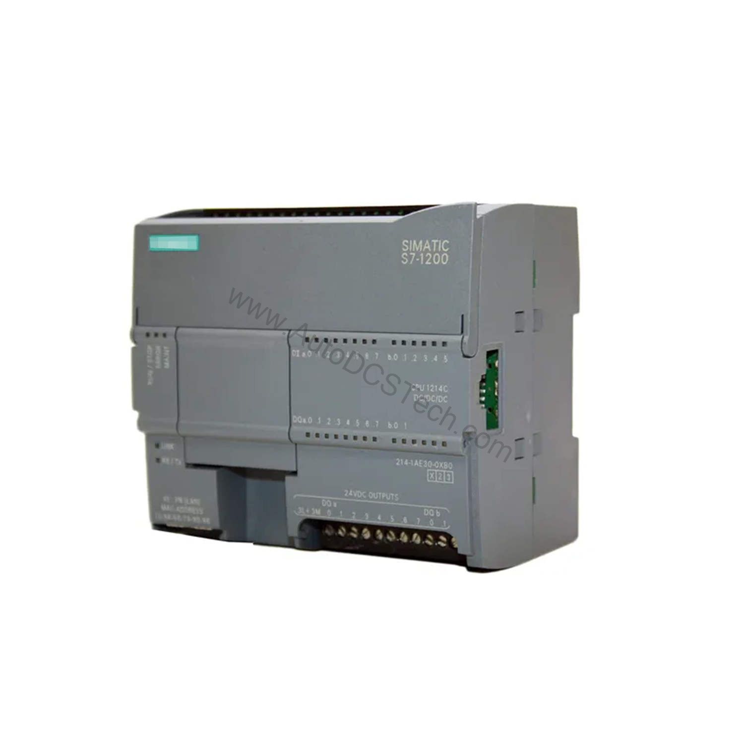 Figure 2: Technical layout and connection details for the Siemens 6ES7214-2AD23-0XB0 industrial automation component.