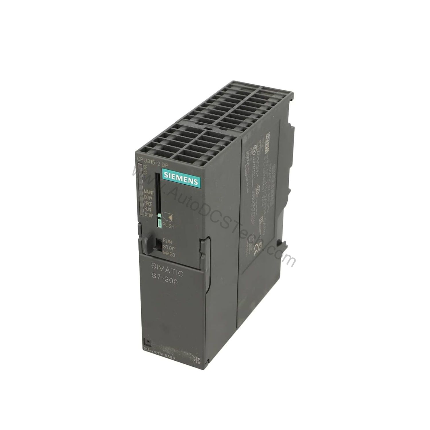 Figure 1: Front view of the Siemens 6ES7315-2AH14-0AB0 industrial automation component showing its physical design and enclosure.