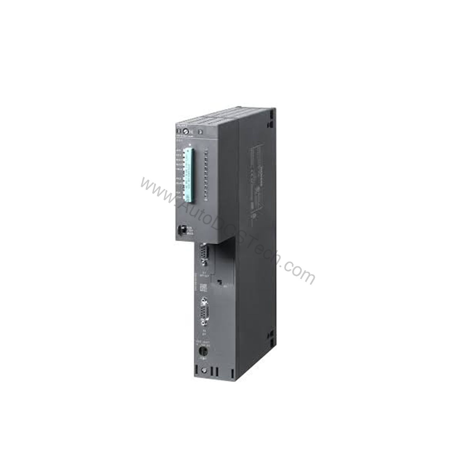 Figure 1: Front view of the Siemens 6ES7416-3XS07-0AB0 industrial automation component showing its physical design and enclosure.