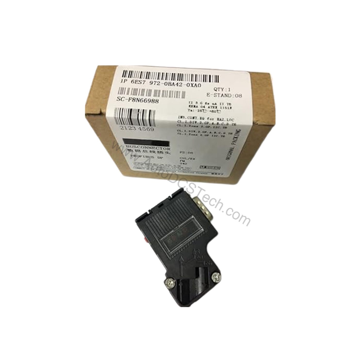 Figure 1: Front view of the Siemens 6ES7972-0BA42-0XA0 industrial automation component showing its physical design and enclosure.