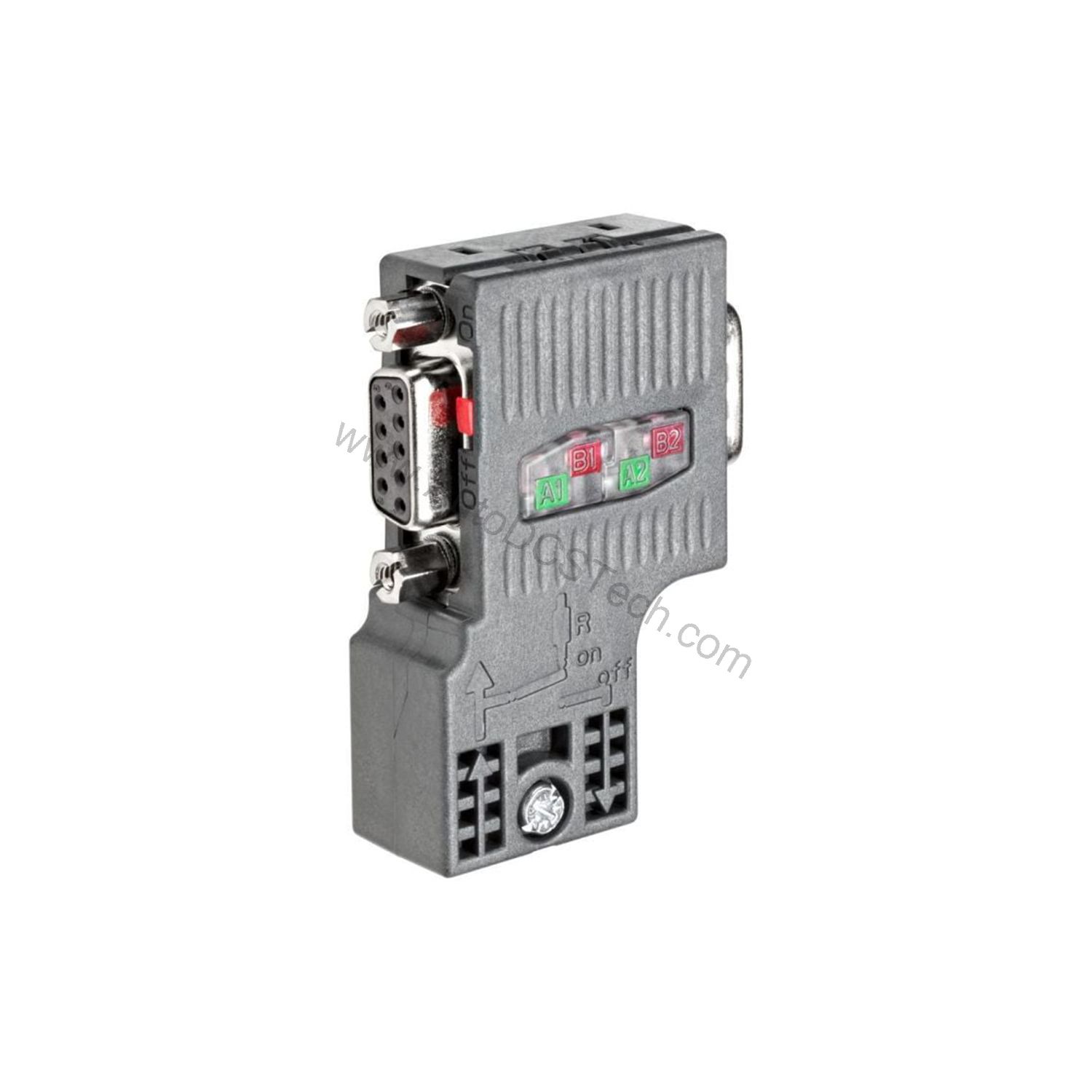 Figure 1: Front view of the Siemens 6ES7972-0BB52-0XA0 industrial automation component showing its physical design and enclosure.