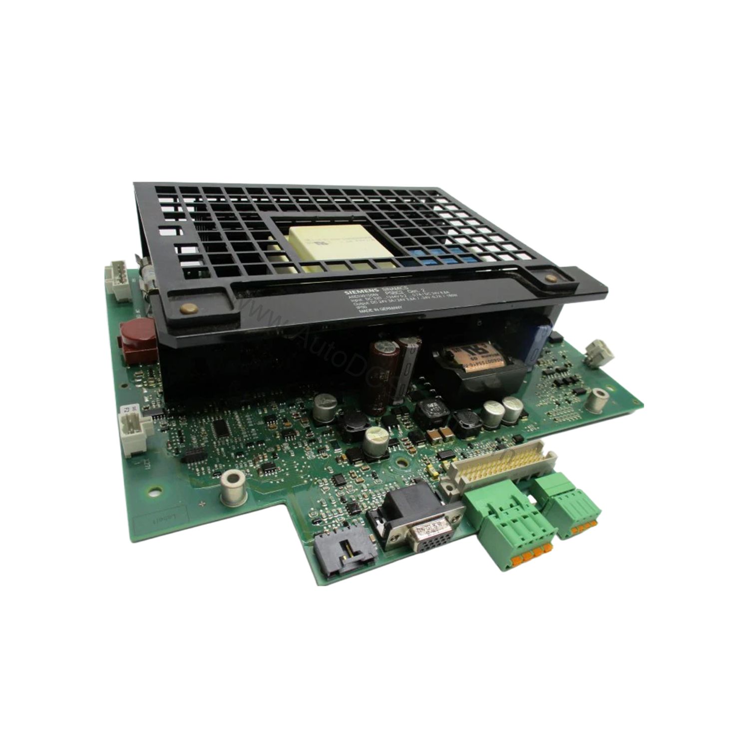 Figure 2: Technical layout and connection details for the Siemens A5E03915589 industrial automation component.