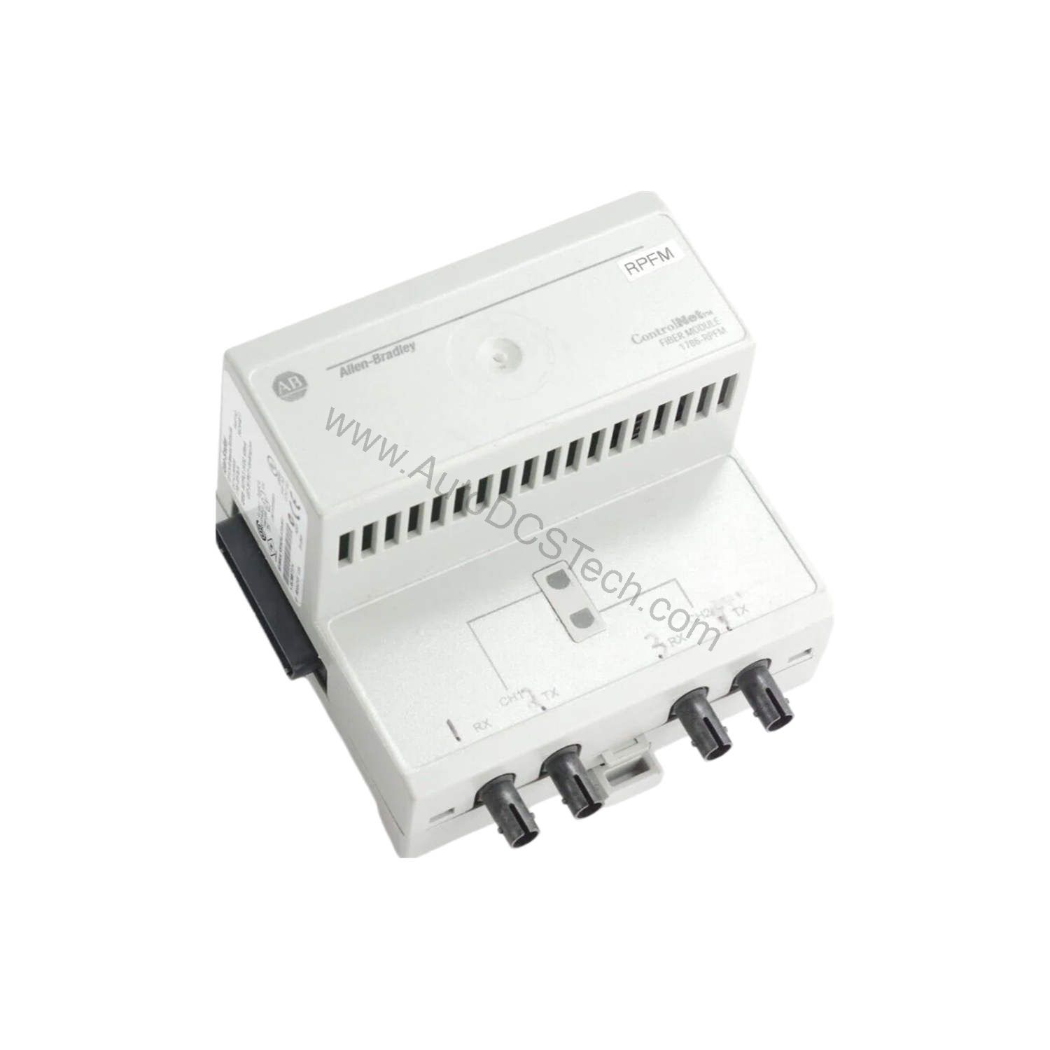 Figure 1: Front view of the Allen-Bradley 1786-RPFRL industrial automation component showing its physical design and enclosure.