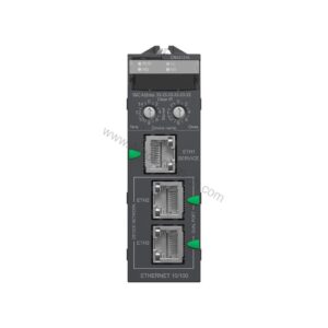 Figure 2: Technical layout and connection details for the Schneider Electric BMXCRA31210 industrial automation component.