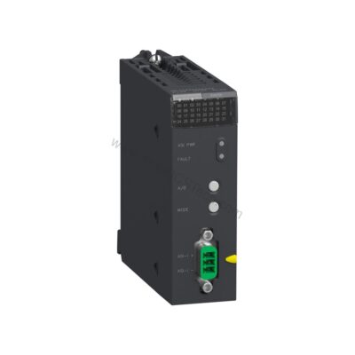 Figure 1: Front view of the Schneider Electric BMXEIA0100 industrial automation component showing its physical design and enclosure.