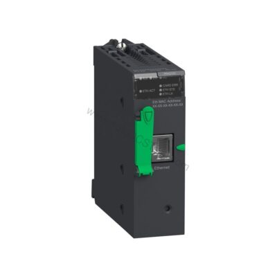 Figure 1: Front view of the Schneider Electric BMXPRA0100 industrial automation component showing its physical design and enclosure.