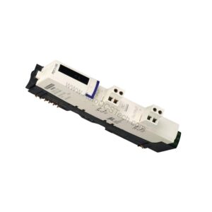 Figure 1: Front view of the Schneider Electric STBPDT2100 industrial automation component showing its physical design and enclosure.