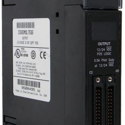 Figure 1: Front view of the GE IC693MDL753F industrial automation component showing its physical design and enclosure.