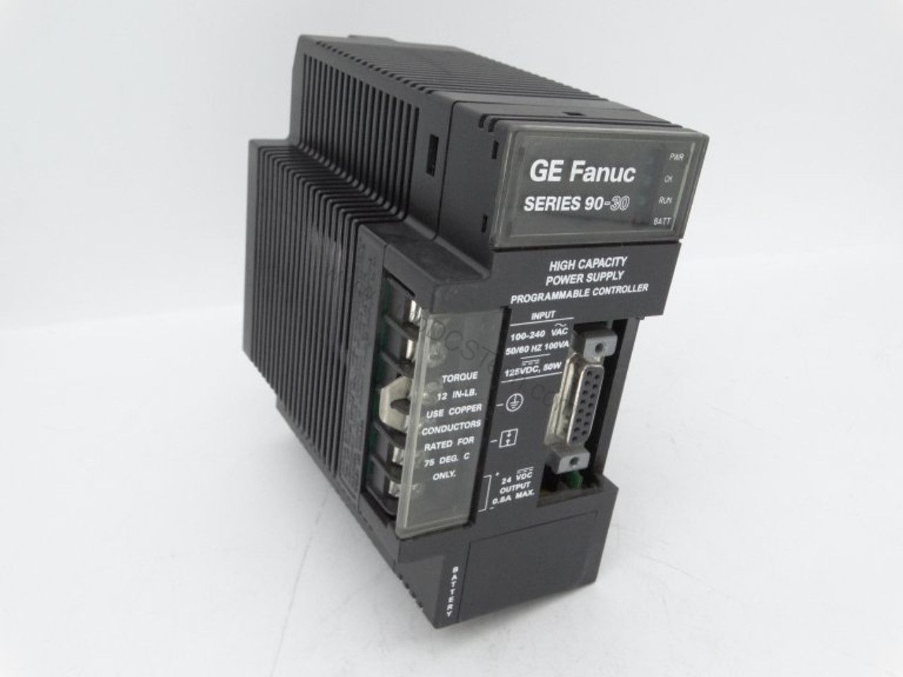 Figure 1: Front view of the GE IC693PWR330H industrial automation component showing its physical design and enclosure.
