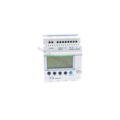 Figure 1: Front view of the Schneider Electric SR2B121BD industrial automation component showing its physical design and enclosure.