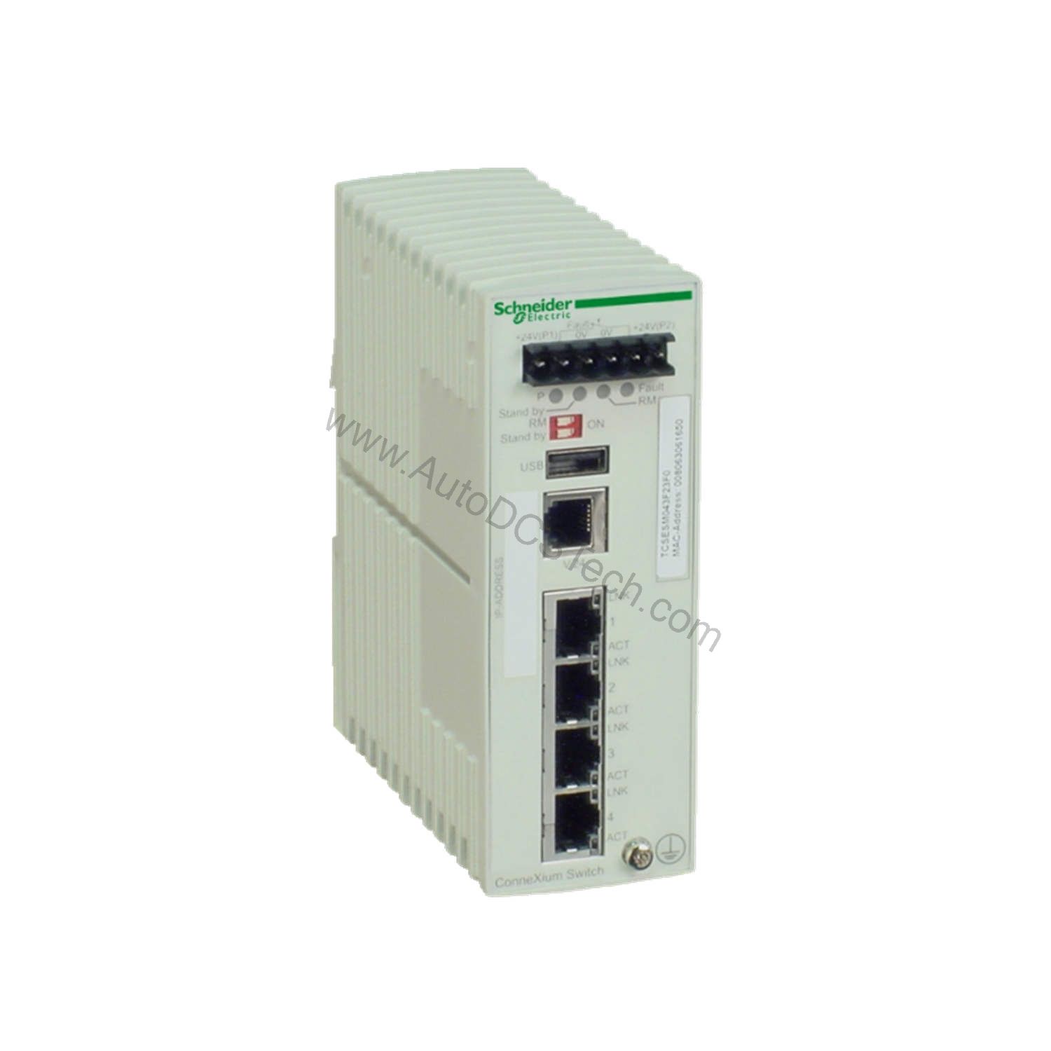 Figure 1: Front view of the Schneider Electric TCSESM083F2CS0 industrial automation component showing its physical design and enclosure.