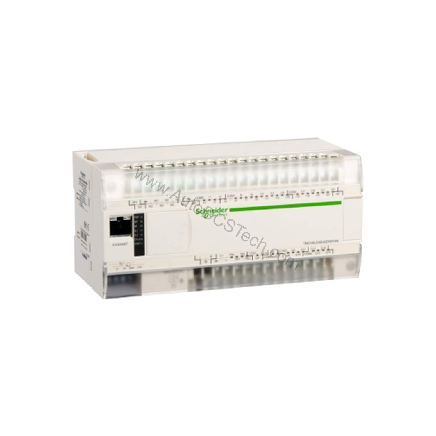 Figure 1: Front view of the Schneider Electric TM218LDA40DR4PHN industrial automation component showing its physical design and enclosure.