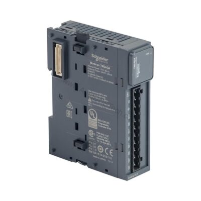 Figure 1: Front view of the Schneider Electric TM3AQ4 industrial automation component showing its physical design and enclosure.