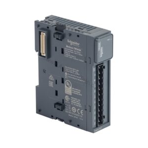 Figure 2: Technical layout and connection details for the Schneider Electric TM3AQ4 industrial automation component.