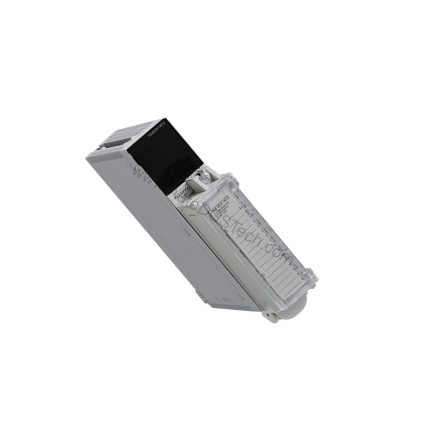 Figure 1: Front view of the Schneider Electric TSXDEY16D2 industrial automation component showing its physical design and enclosure.