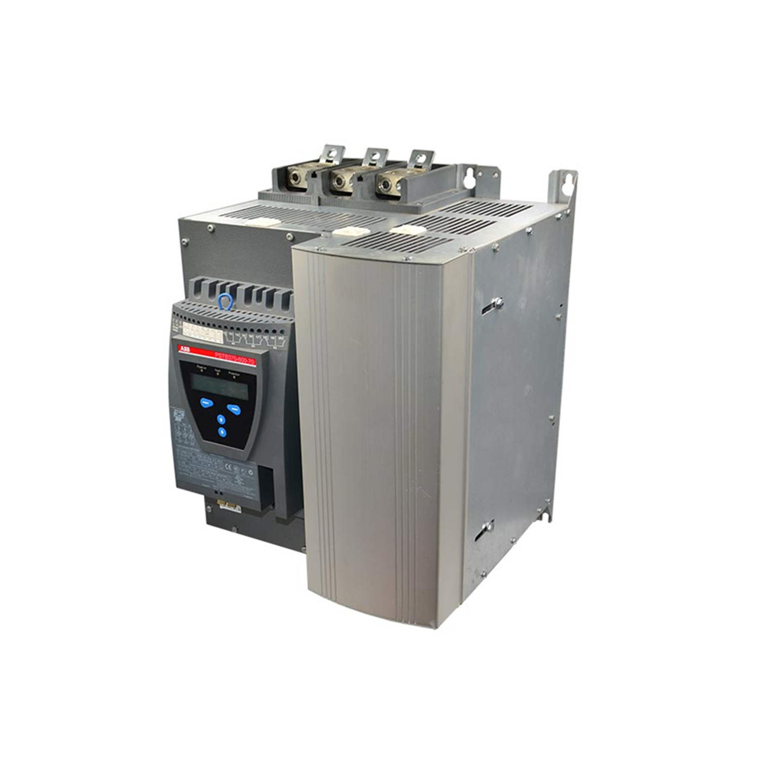Figure 1: Front view of the ABB PSTB370-600-70 Switch showing its physical design and enclosure.