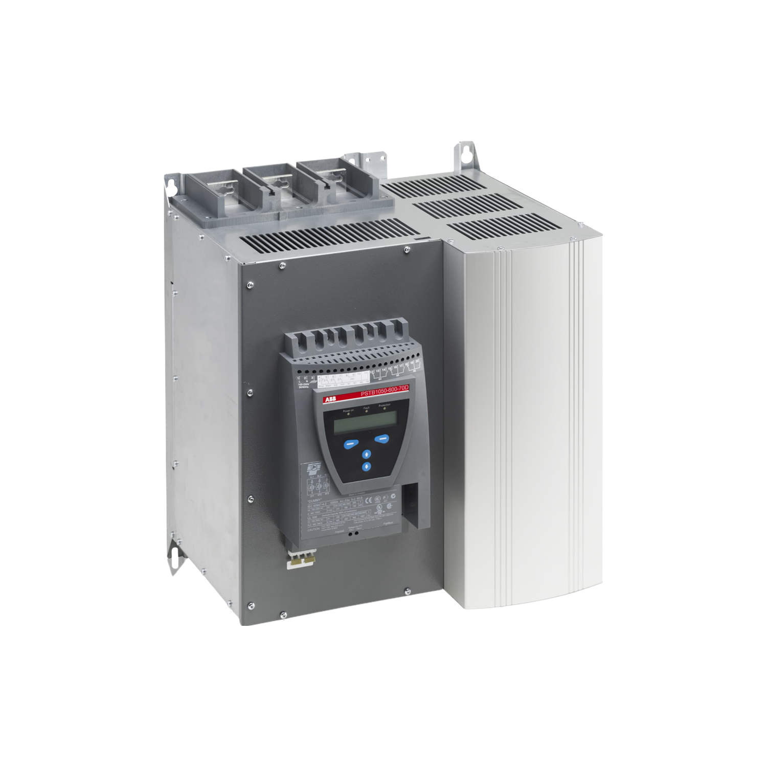 Figure 1: Front view of the ABB PSTB570-600-70 Switch showing its physical design and enclosure.